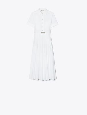  Pleated Poplin Shirtdress