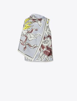  Printed Silk Cape Top