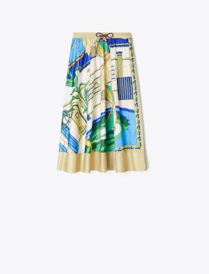  Chân váy satin in họa tiết