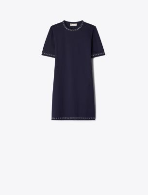  Embroidered Cotton T-Shirt Dress