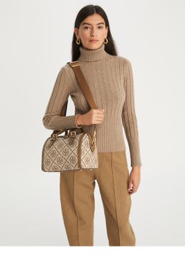 Tory Burch - T Monogram Jacquard Barrel Bag - Hazelnut – Zebit Preview