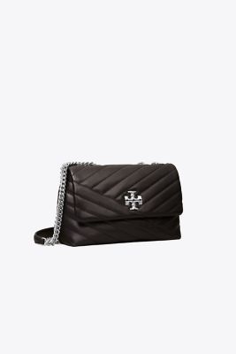 Tory burch kira chevron clutch black sale