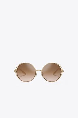  Kira Stripe Open-Wire Round Sunglasses
