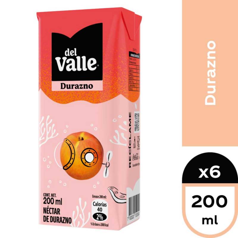 Pack Néctar De Durazno Del Valle 6 X 200 Ml Tottus Chile 9802