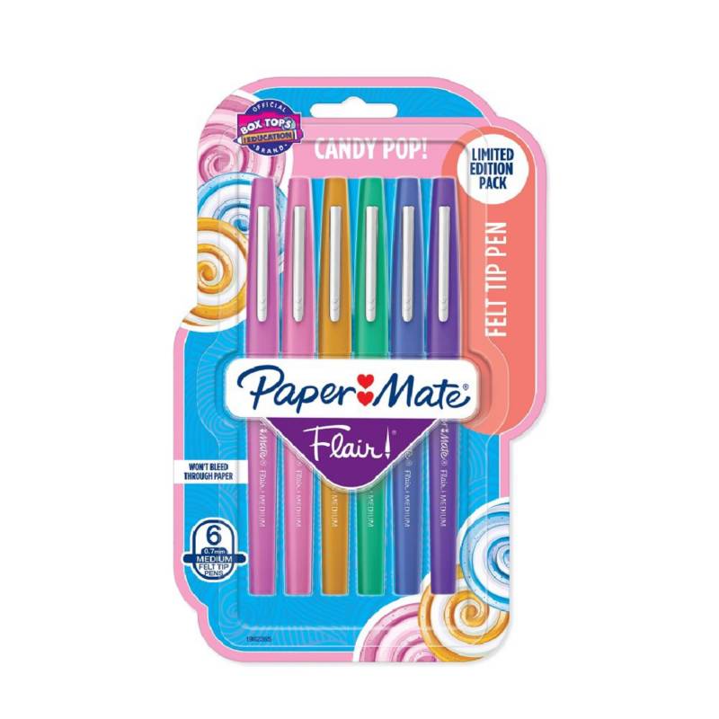 PAPER MATE - 6 Bolígrafos Flair Candy Pop Punta Media Surtido