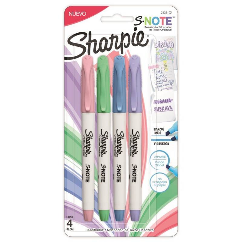SHARPIE - 4 Destacadores Sharpie Note Blister Pastel