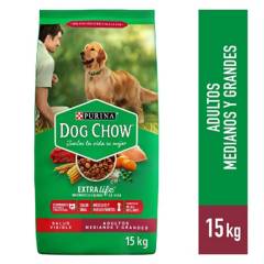 DOG CHOW - Comida para perros DogChow adultos medianas y grandes sabor pollo y carne de 15 kg