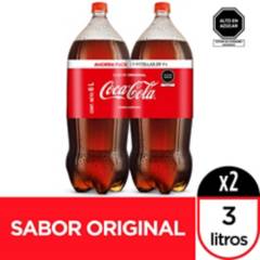 COCA COLA - Gaseosa Coca Cola Pack 2 Unidades 3 L
