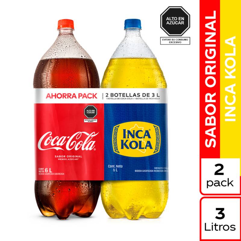 COCA COLA - Gaseosa Coca-Cola sabor original de 3 L + Inka Kola sabor original  3 L
