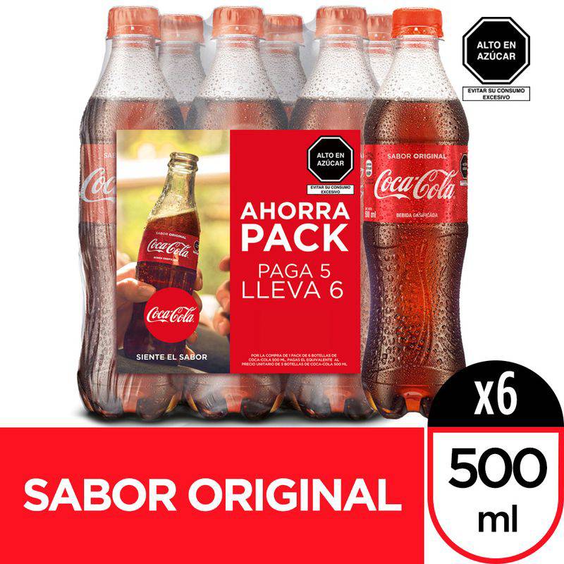 COCA COLA - Gaseosa Coca-Cola Original 500 Ml Sixpack