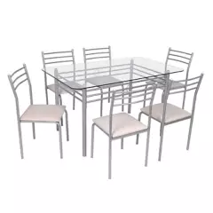 CASA JOVEN - Juego de comedor con 6 sillas y mesa de vidrio
