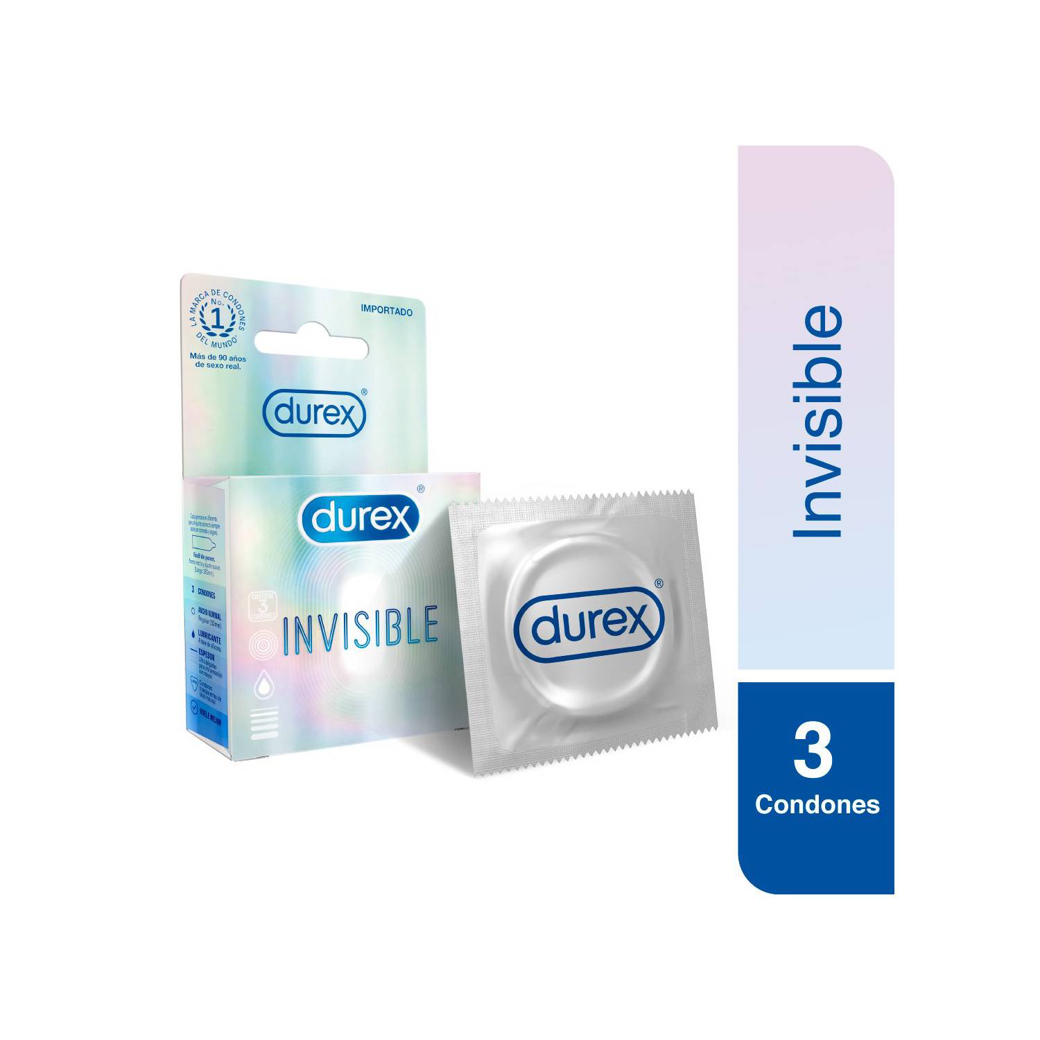 Condones Durex Invisible de 3 unidades