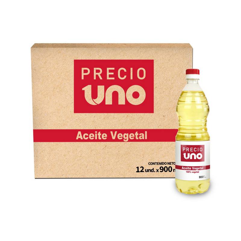 PRECIO UNO - Caja de Aceite 100% Soya Precio Uno Pack 12 Unidades 900 mL
