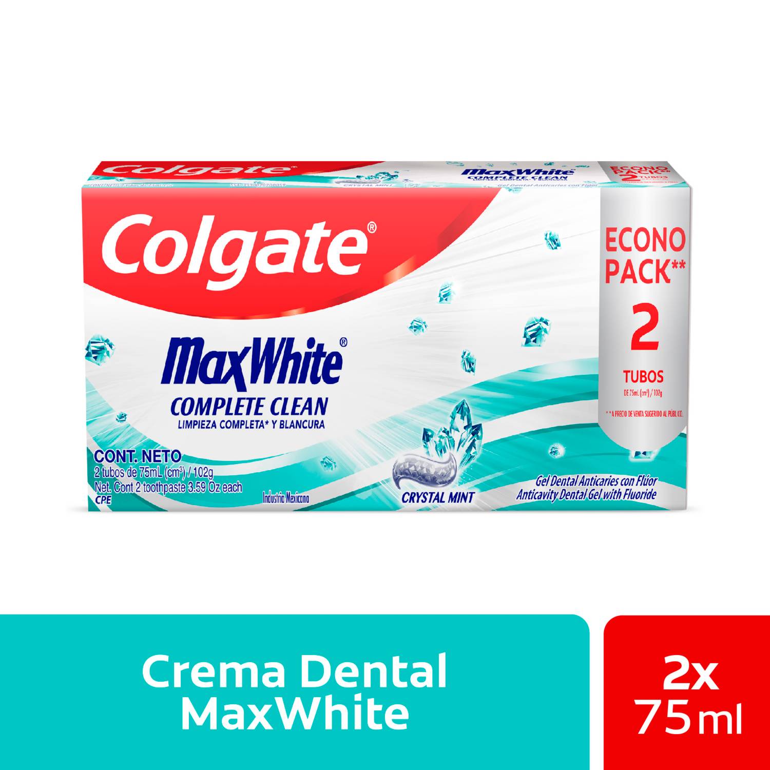 Pasta Dental Colgate Max White 2 x 75 mL
