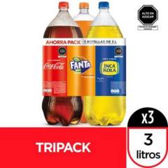COCA COLA - Tripack Gaseosa Coca Cola + Inca Kola + Fanta 3 L