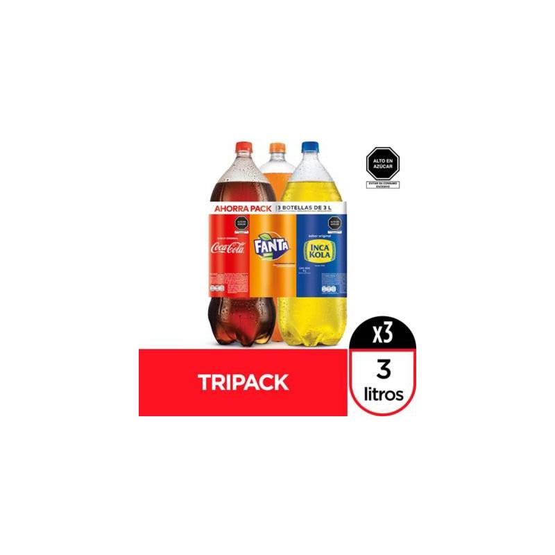 COCA COLA - Tripack Gaseosa Coca Cola + Inca Kola + Fanta 3 L