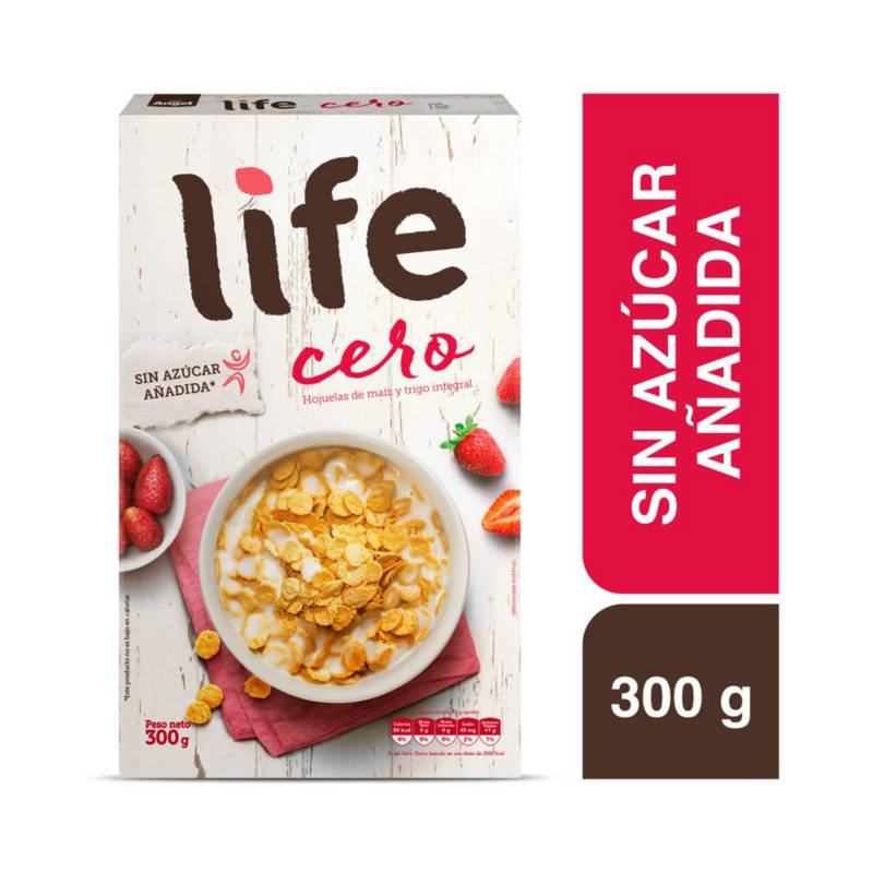 Cereal Angel Life Cero Sin Azúcar en Hojuelas de Trigo y Maíz de 300 g