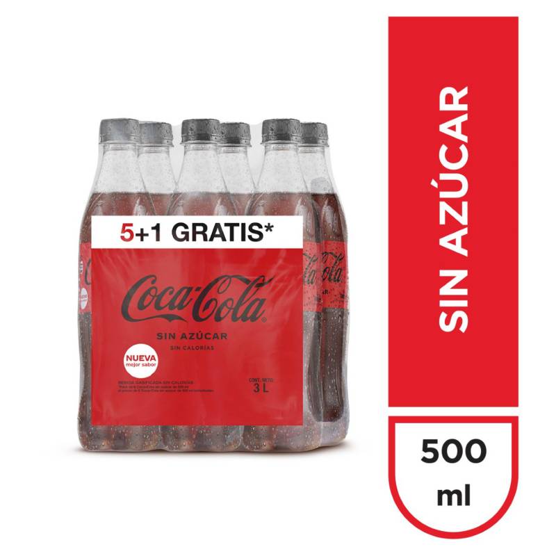 COCA COLA - Six Pack de Gaseosa Coca-Cola Sin Azúcar de 500 mL