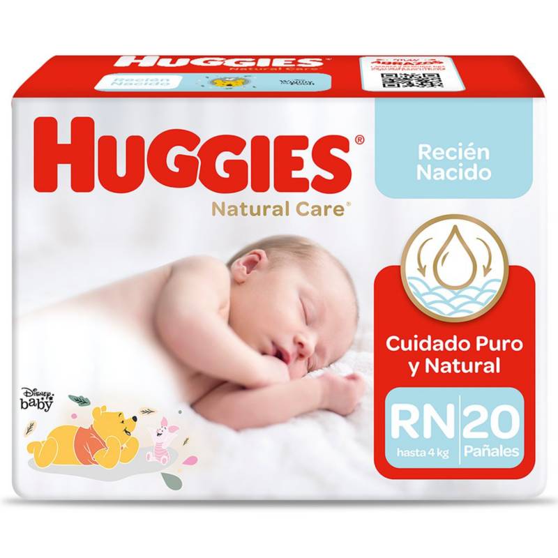 HUGGIES - Pañales Recién Nacido Natural Care Huggies 20 Unidades