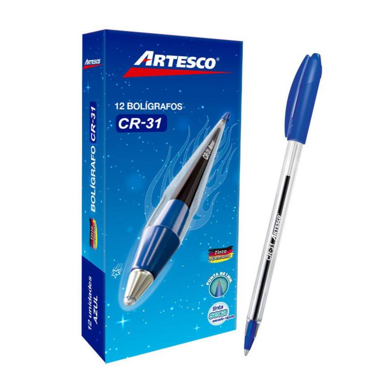 Bolígrafo Artesco Cr-31 Azul 12 Un