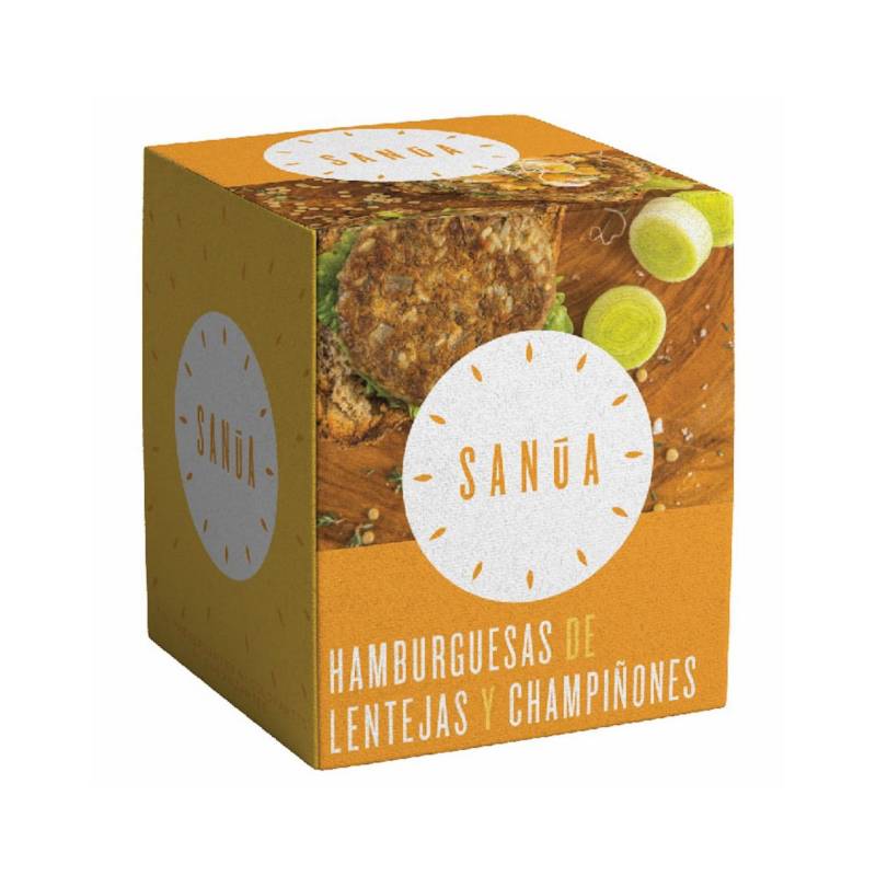 SANUA - Hamburguesas de Lentejas y Champiñones Sanua de 600 g