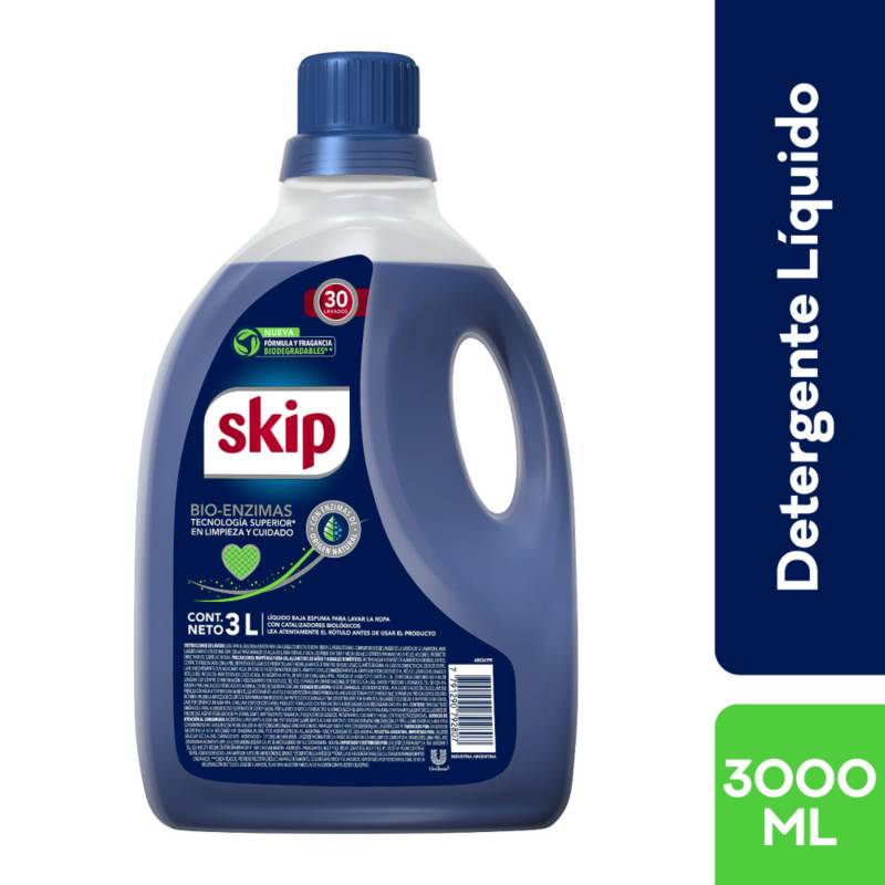 SKIP - Detergente Skip Líquido Bio Enzimas Botella 3L