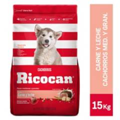 RICOCAN - Comida para perros Ricocan cachorros sabor carne y leche de 15 kg