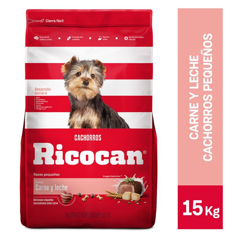 RICOCAN - Comida para perros Ricocan cachorros pequeñas sabor carne y leche de 15 kg