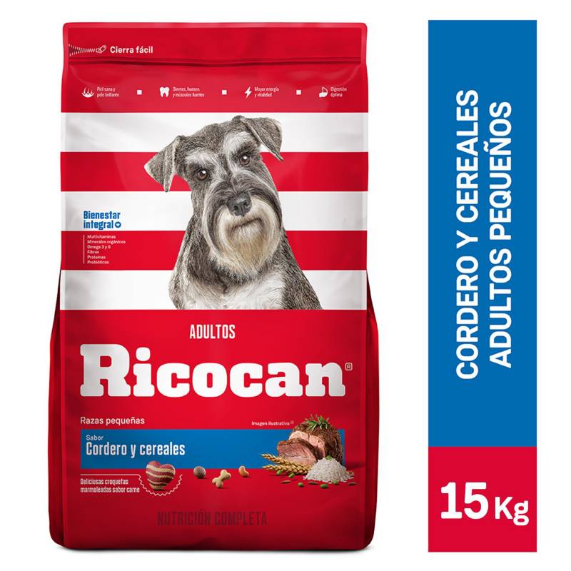 RICOCAN - Comida para perros Ricocan adultos pequeños sabor cordero y cereales de 15 kg