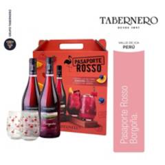 TABERNERO - Two Pack de Vino Borgoña de 750 mL + 2 Vasos de Vidrio