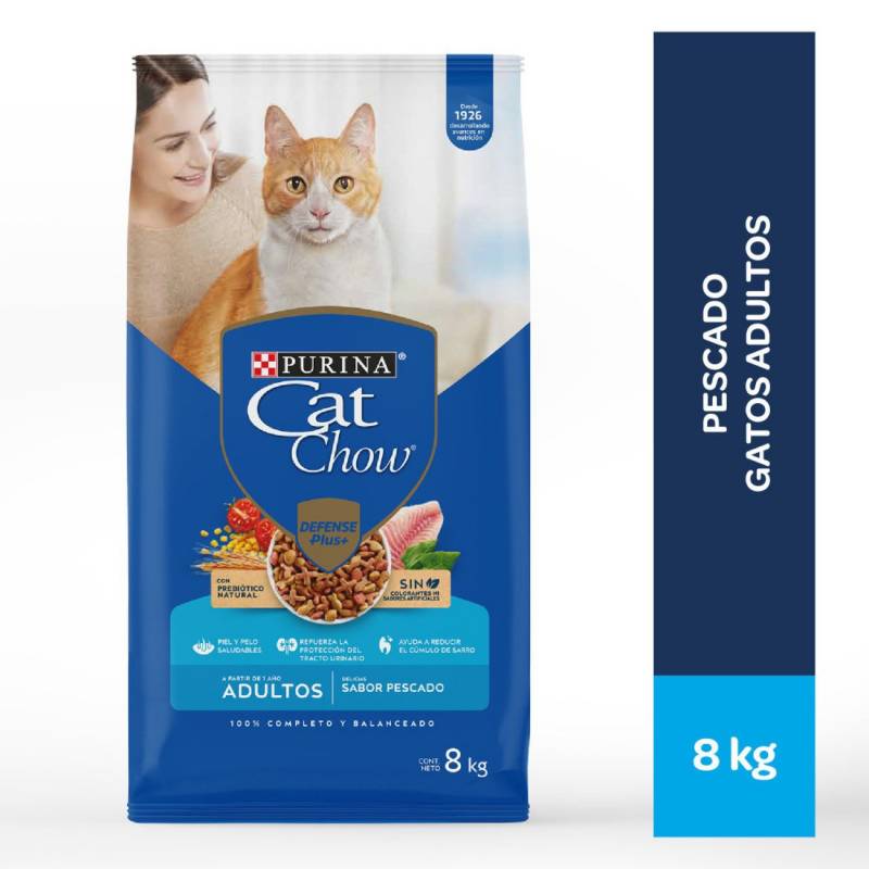 CAT CHOW - Comida para gatos Cat Chow Adulto sabor pescado de 8 kg