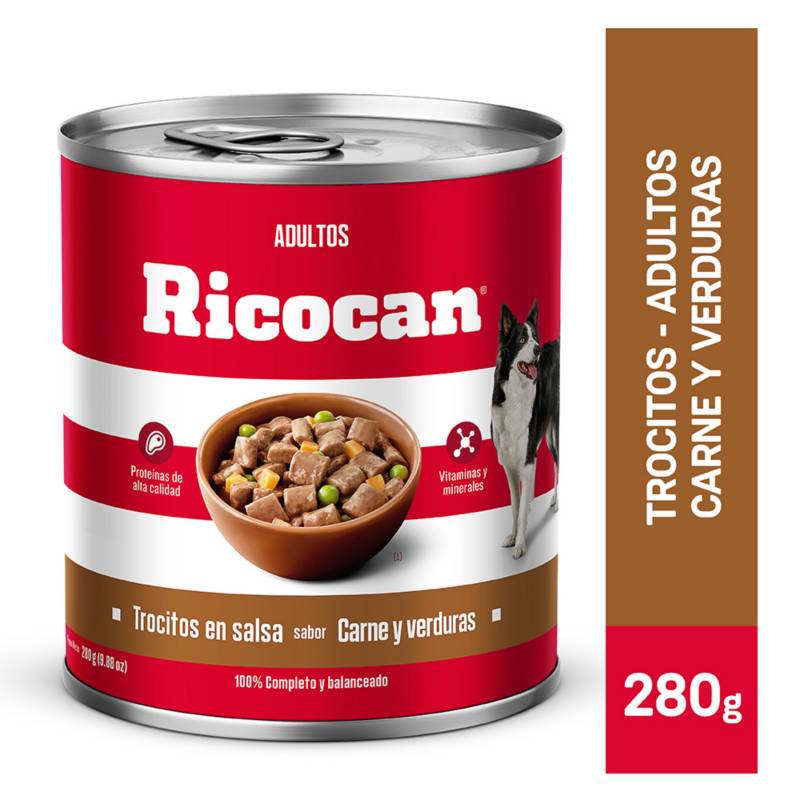 RICOCAN - Trocitos en salsa sabor carne y verduras Ricocan para adultos de 280 g