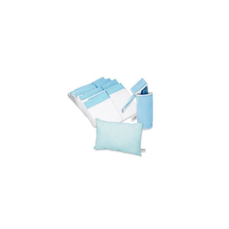 SWEETIE - Juego de sábanas para cuna con almohada y portabiberón en color azul