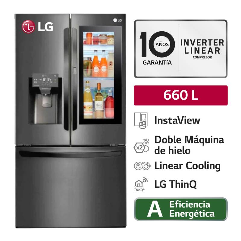 LG - Refrigeradora LM78SXT 660L InstaView French Door Negro Mate LG
