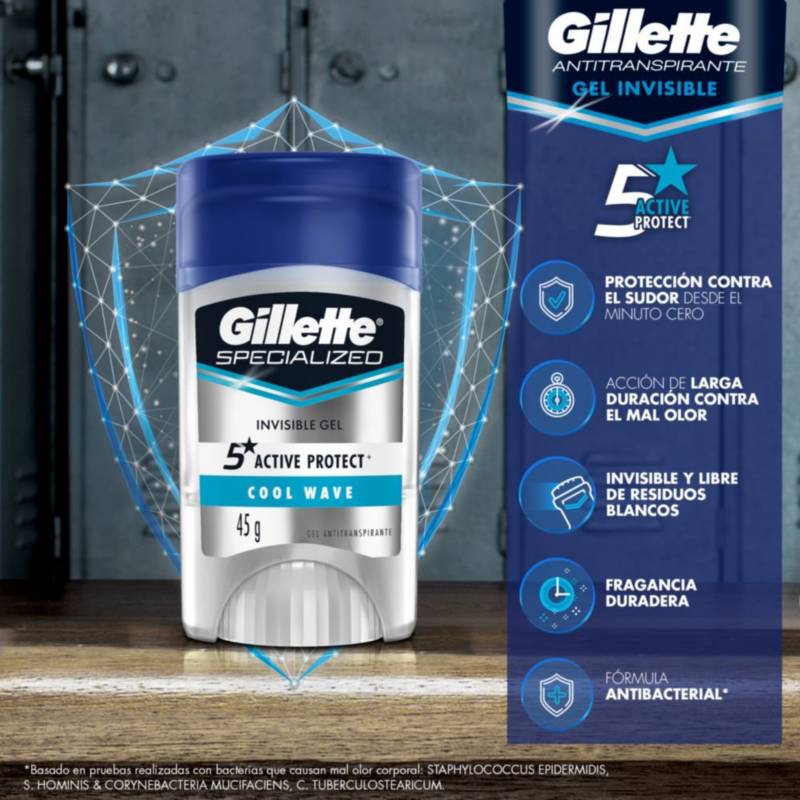 Gel Antitranspirante Gillette Specialized Cool Wave -2 Unidades