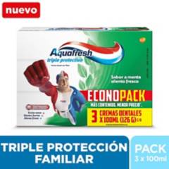 AQUAFRESH - Pack de Pasta Dental Aquafresh Triple Protection con 3 unidades