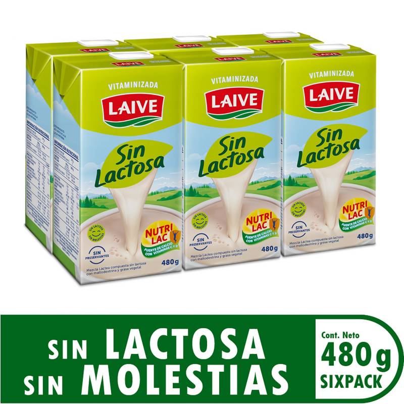 LAIVE - Six Pack Mezcla Láctea Laive sin lactosa 480 g