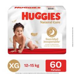 HUGGIES - PANAL HUGGIES NATURAL CARE CUID PURO XG BOL60UND