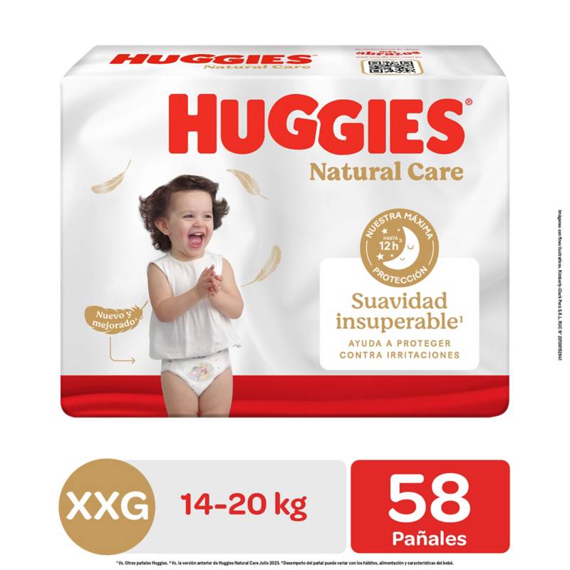 HUGGIES - Pañales Natural Care Talla XXG Huggies 58 Unidades