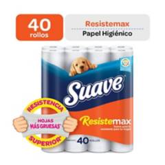 SUAVE - Papel higiénico Resistemax suave de 40 rollos