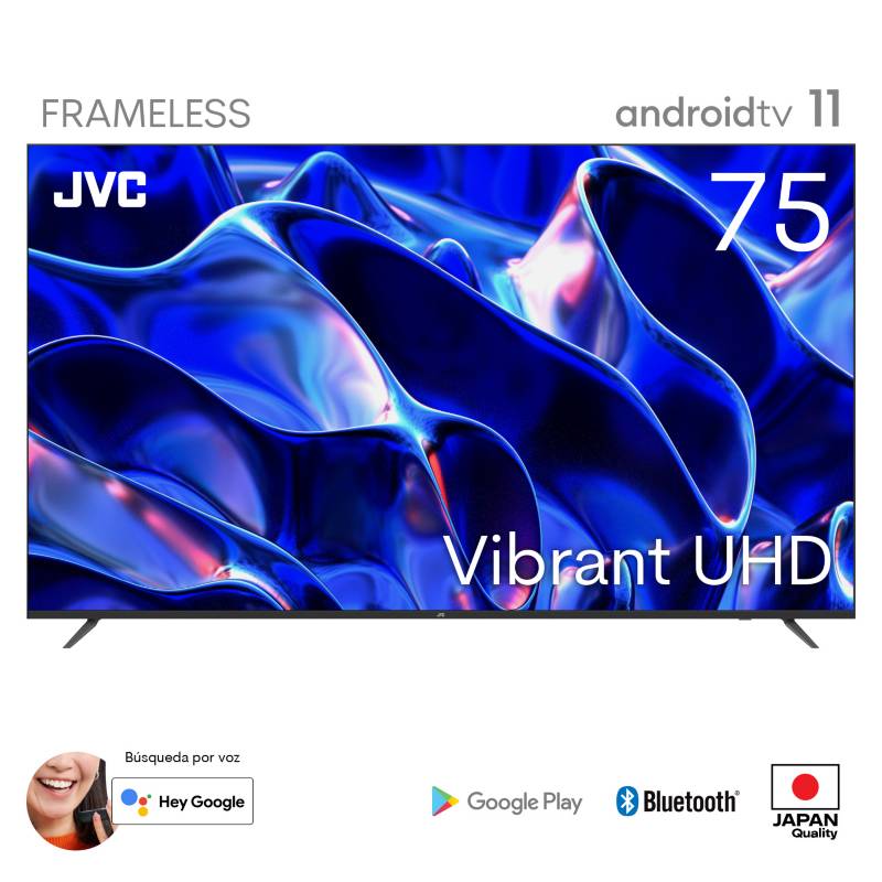 JVC - Televisor JVC 75" LED UHD 4K Smart TV Android Frameless LT-75KB527