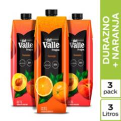 FRUGOS DEL VALLE - Pack de Néctar Frugos Bebida de Durazno con 2 unidades de Naranja y 3 unidades en total