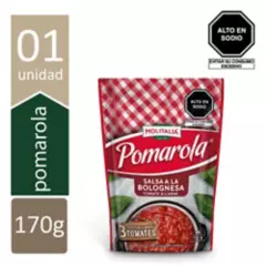 MOLITALIA - Salsa de Tomate Pomarola Bolognesa con Carne de 170 g