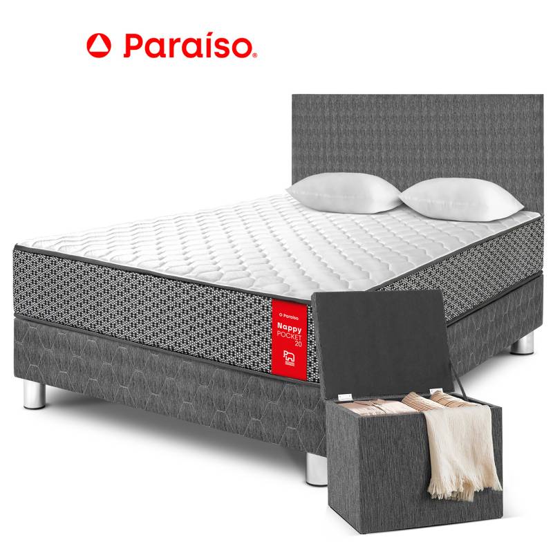 PARAISO - Dormitorio Pocket Nappy 20 2 Plazas + Baúl