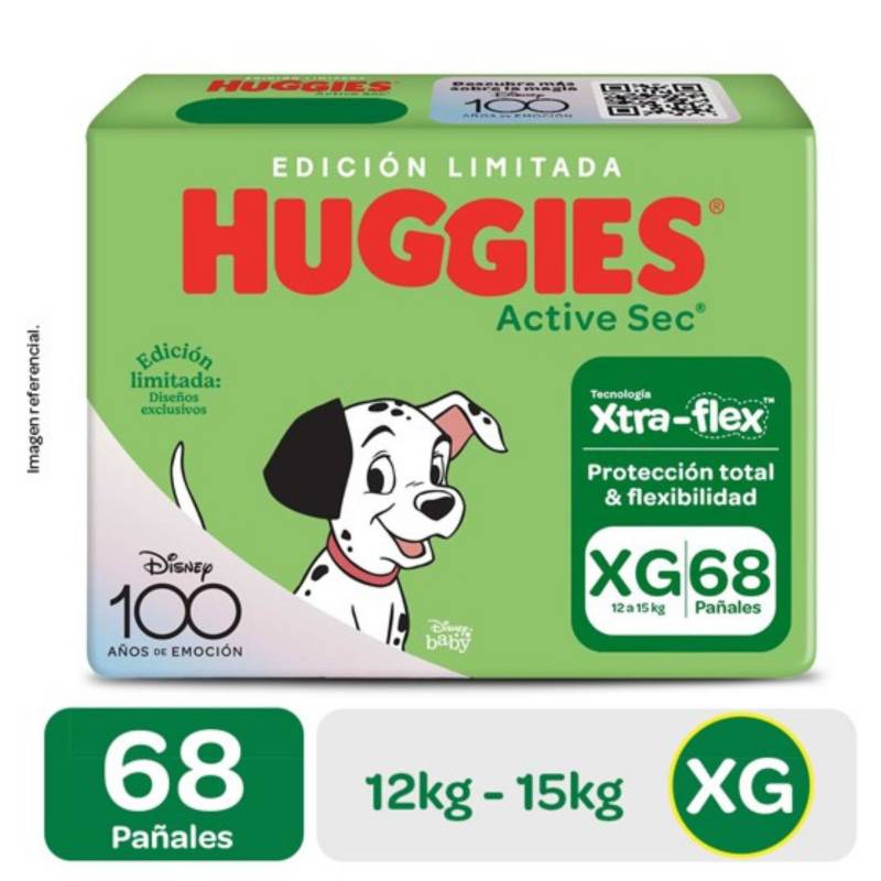HUGGIES - Pañal Active Sec Xtra Flex XG Huggies 68 Unidades
