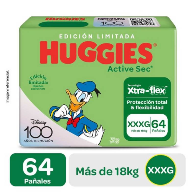 HUGGIES - Pañal Active Sec Xtra Flex XXXG Huggies 64 Unidades