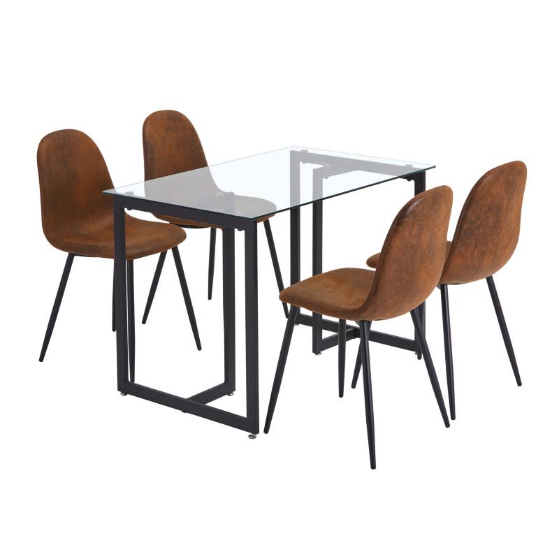 Juego De Comedor Vidrio + 4 Sillas Suede