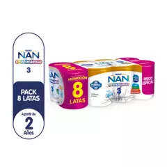 NAN - Pack Fórmula Láctea Nan 3 Crecmiento 8 Unidades x 390 g 