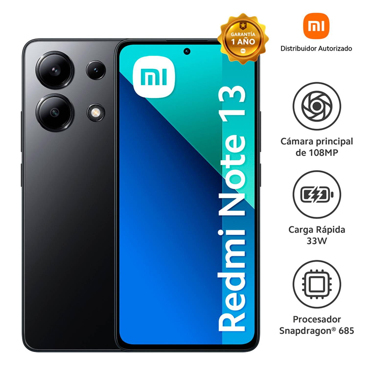 Movil xiaomi redmi note 13 pro - 8gb - 256gb - 6.67pulgadas - negro