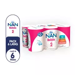 NAN - Sixpack Fórmula Láctea Líquida Nan 2 Bebe Lata x 390 g